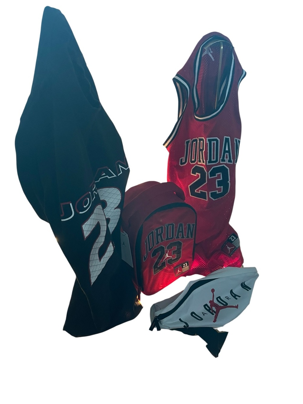 Nike Air Jordan 23 Youth/Kids Red & Black Streetwear & Lunch Bag 3pk Bundle